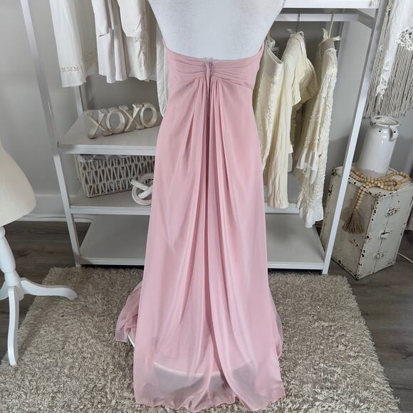 Kanali K  size 10 light pink chiffon long strapless bridesmaids dress #2604 - Picture 4 of 11